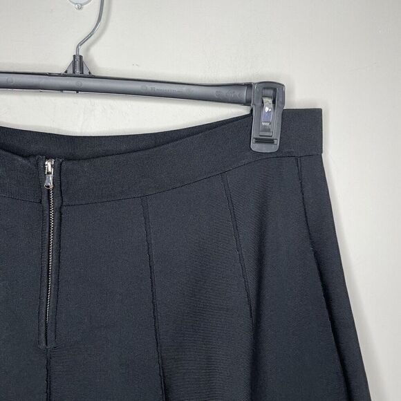 PARKER Pleated Skirt Womens XL A-Line Solid Black Rear Zip Mini 34" Waist - Picture 6 of 10